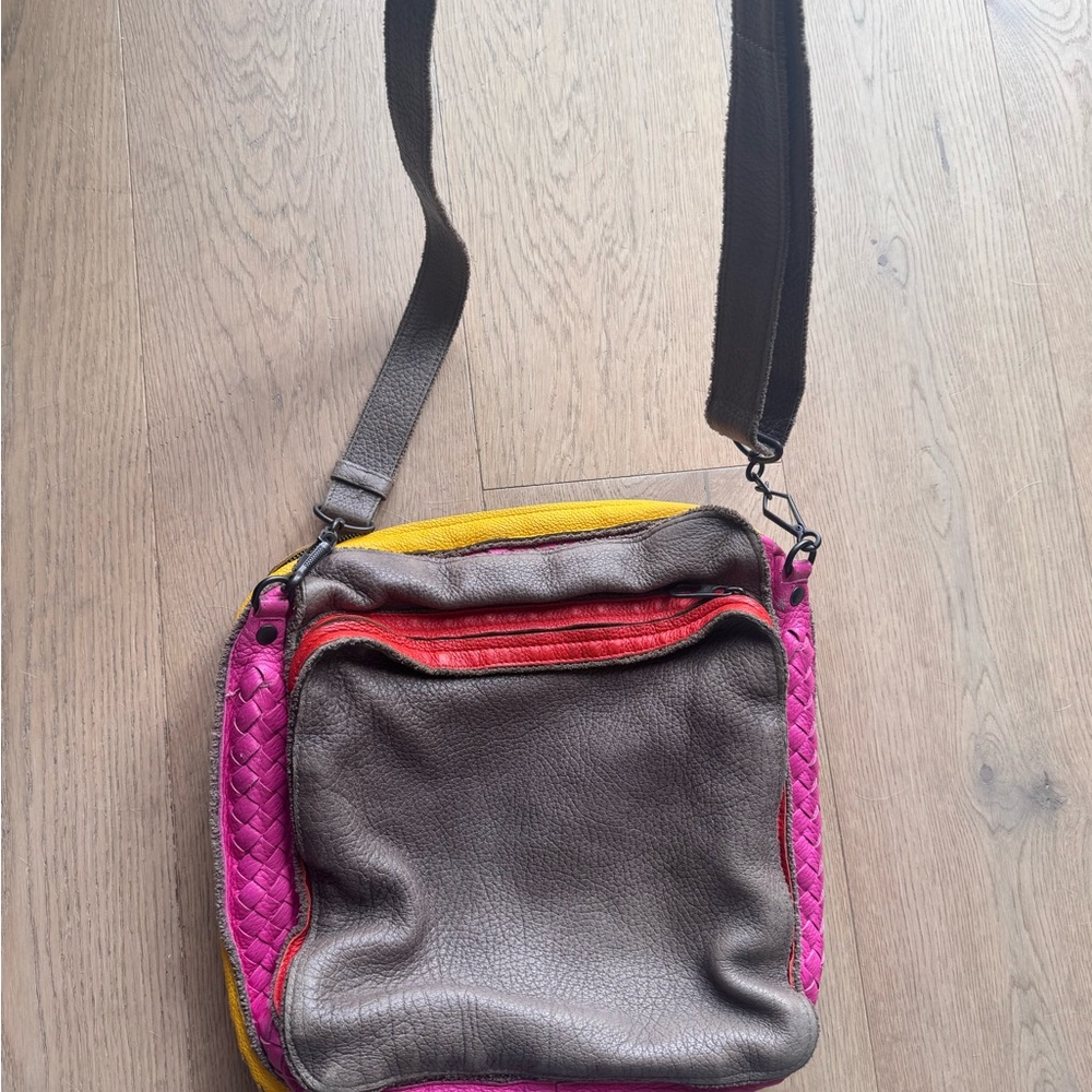 Bottega Veneta Pink, Yellow, and Brown Crossbody Bag